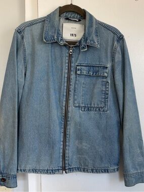 Zara Light Blue Denim Zip Jacket